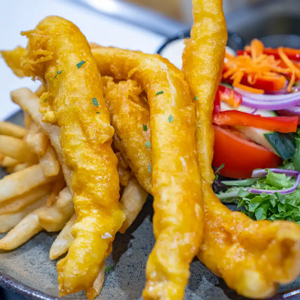 Fish and chips on a plate